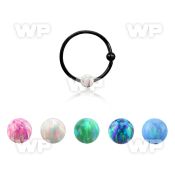 ns07blo black silver nose hoop w ball 3mm synthetic ball 12mm