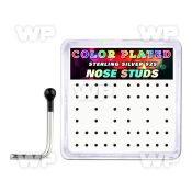 nskbbx1 box w 52 silver nose studs w 1mm black plated ball tops