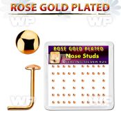 nsmx3rs box w 52 rose gold plated silver nose studs 2mm flat top