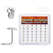 nsvpa36 display w silver nose studs w a pineapple shaped tops