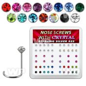 nw14mx box w 52 sterling silver nose screws w 2mm mix crystals