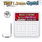 nw6cx box w 52 silver nose screws w tiny 1.25mm clear crystals