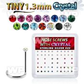nw6mx box w 52 silver nose screws w tiny 1.25mm mix crystals