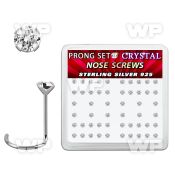 nwp14cx box w 52 silver nose screws w set 2mm clear crystals