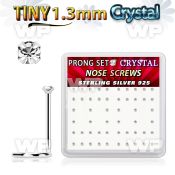 nwp6cx box w 52 silver nose screws w set 1.25mm clear crystals
