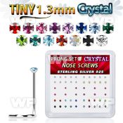 nwp6mx box w 52 silver nose screws w set 1.25mm mix crystals