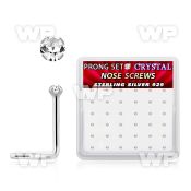 nwp9cbx box silver nose screws 20g 1.5mm clear prong set crystal