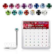 nwp9mbx box silver nose screws 20g 1.5mm color prong set crystal