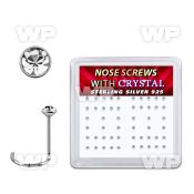 nwrdbxc box w 52 silver nose screws w 1.5mm clear crystals