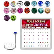 nwrdbxm box w 52 silver nose screws w 1.5mm mix crystals