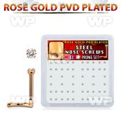 nwttz1xc box w rose gold steel nose screws w 1 5mm clear czs