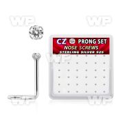 nwz15cbx box of silver nose screws, 20g w 1.5mm round clear cz 
