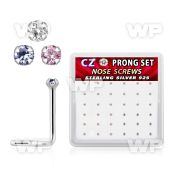 nwz15mbx box silver nose screws, 20g w 1.5mm round mix colors cz