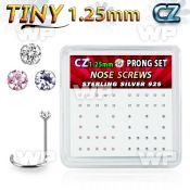 nwzbm12 box w 52 silver nose screws w prong set 1.25mm mix czs