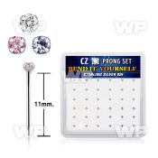 nyz15mbx box w silver bend it nose stud 20g 1.5mm round set cz