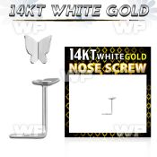 o34rk 14kt white gold nose screw spiral 0 6mm 3 5mm plain butt nose piercing