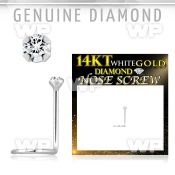 o3614e 14kt white gold nose screw spiral 0 6mm prong set 1 5mm nose piercing