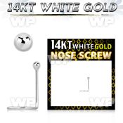 o364e 14kt white gold nose screw spiral 0 6mm 1 5mm ball shape nose piercing