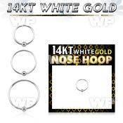 oe0x54 14k white gold endless nose hoop ball