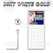 oi364 box of 14kt white gold nose screw 1 5mm plain white gold nose piercing