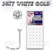 oi36g6 box of 14kt white gold nose screw 1 5mm round prong set nose piercing