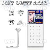 oi3gj6 box of 14kt white gold nose screw 3mm prong set cz stones nose piercing