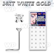 oi3gv6 box of 14kt white gold nose screw 2mm square clear cz sto nose piercing