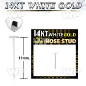 on3xre 14kt white gold bend it nose stud 2 5mm heart shaped nose piercing