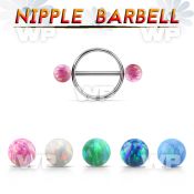 opnpe5 316l steel round nipple shield w 5mm synthetic opal ball