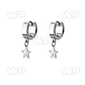 pair of steel huggies earrings w a plain steel star 