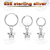 phod49 silver helix hoop earring w silver star dangling