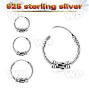 phoxb 925 silver balinese design black oxidized hoop earrings