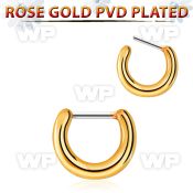plain 18k rose gold plated septum clicker w steel bar