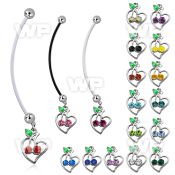 pnd474 pregnancy belly ring w crystal cherries in heart 