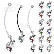 pnd510 pregnancy belly ring w dangling tulip flower 