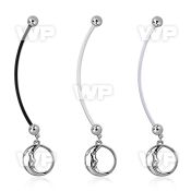 pnd733 pregnancy belly ring w dangling sleepy moon 