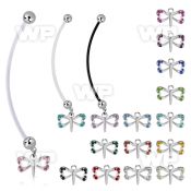 pnd761 maternity pregnancy belly ring w dangling small butterfly