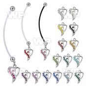 pndhrc2 pregnancy belly ring w dangling heart w crystals