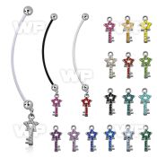 pndstky pregnancy belly ring w dangling star key with crystals