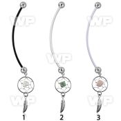 pndvd1 pregnancy belly ring w dangling silver dream catcher