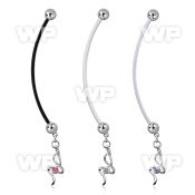 pndz410 pregnancy belly ring w dangling w a small prong set czs