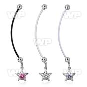 pndz414 pregnancy belly ring w dangling star w round cz