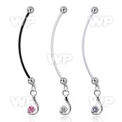 pndz730 pregnancy belly ring w dangling with a single cz