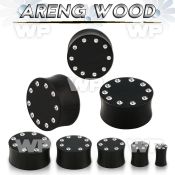 pwkkcb areng wood solid double flare plug w crystals on the rim