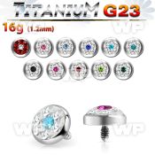 r7das4 5mm g23 titanium dermal top ferido glued multi crystals belly piercing