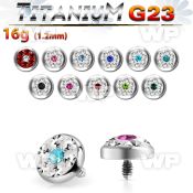 r7das4 5mm g23 titanium dermal top ferido glued multi crystals belly piercing