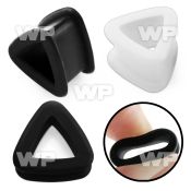 ra38 silicone double flare flesh tunnel in triangle shape ear lobe piercing