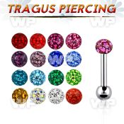 rail surgical steel tragus piercing 1 2mm 3mm multi crystal tragus piercing