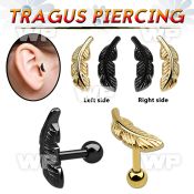 rairk9et ion plated 316l steel tragus piercing 1mm left or right ear lobe piercing