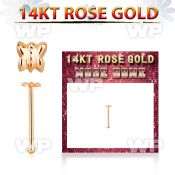 rbbt 14kt rose gold nose bone w a 2.5mm butterfly shaped top